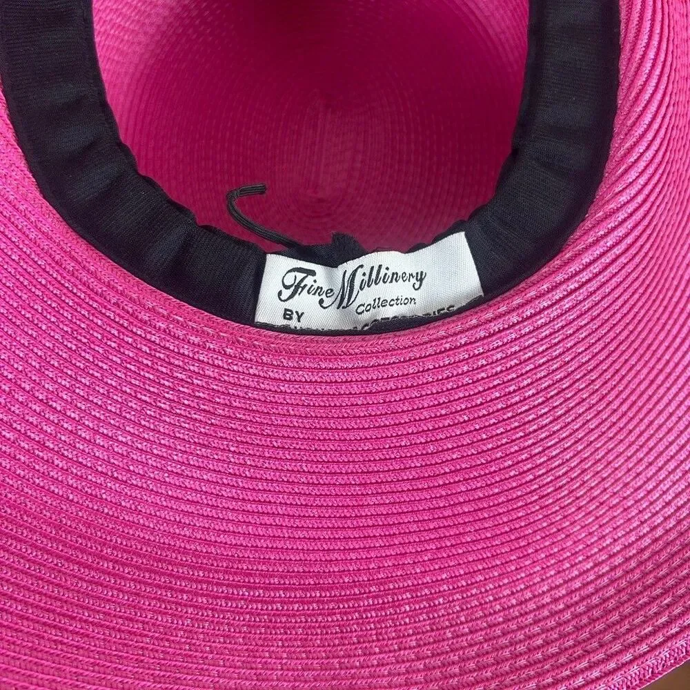 Fine Millinery Collection Pink Straw Derby Hat Kentucky Wedding Wide Brim